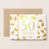 Gold Foil 50th Wedding Jubileum Invitations Folie Kaarten (Voorkant met envelop)