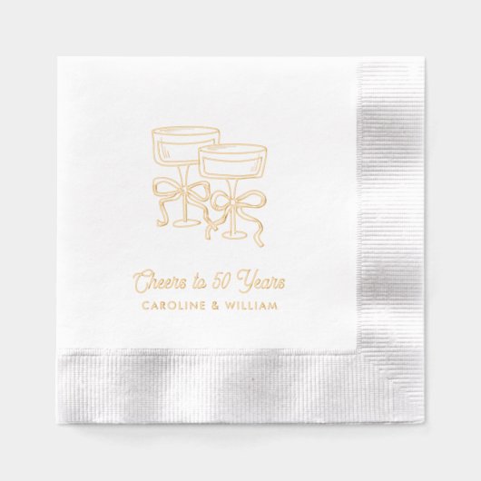Gold Foil 50th Wedding Jubileum Party Servetten (Voorkant)