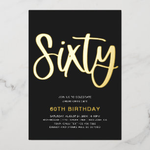 Gold Foil 60th Birthday Invitation   Zesde Folie Folie Uitnodiging