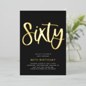 Gold Foil 60th Birthday Invitation | Zesde Folie Uitnodiging (Staand Voorkant)