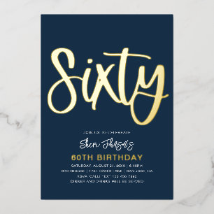 Gold Foil 60th Birthday Invitation   Zestigste Folie Uitnodiging