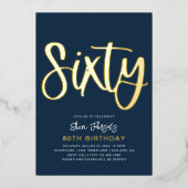 Gold Foil 60th Birthday Invitation | Zestigste Folie Uitnodiging (Voorkant)
