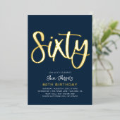 Gold Foil 60th Birthday Invitation | Zestigste Folie Uitnodiging (Staand Voorkant)