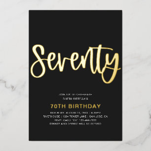 Gold Foil 70th Birthday Invitation   Zevende Folie Uitnodiging