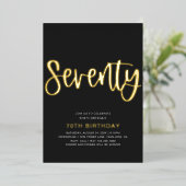 Gold Foil 70th Birthday Invitation | Zevende Folie Uitnodiging (Staand Voorkant)