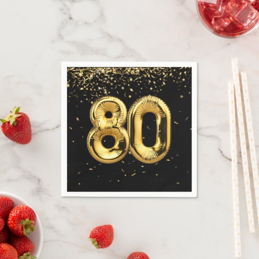 Gold Foil 80-ballonnen en Confetti Napkins Servet (Insitu)