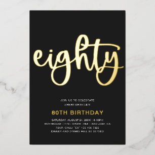 Gold Foil 80th Birthday Invitation   80 Folie Uitnodiging