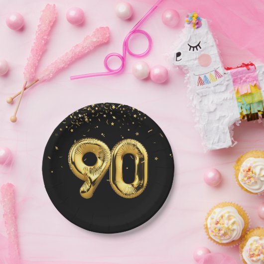 Gold Foil 90 ballonnen en Bord van Confetti Paper (Feest)