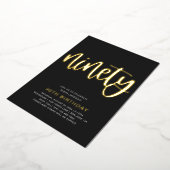 Gold Foil 90th Birthday-uitnodigingen | 90e Folie Uitnodiging (Gedraaid)
