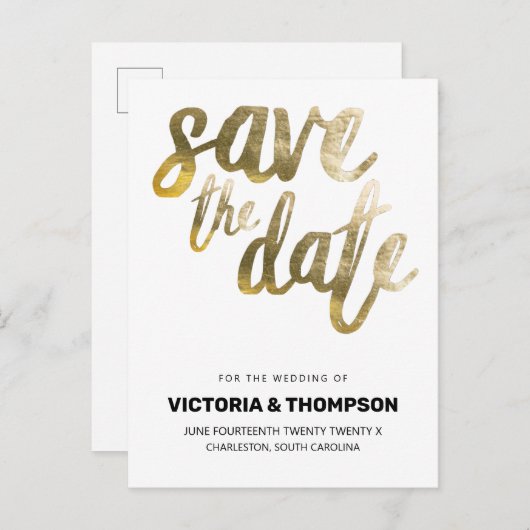 Gold Foil Aangepaste persoonlijke bruiloft Aankondigingskaart (Voorkant / Achterkant)