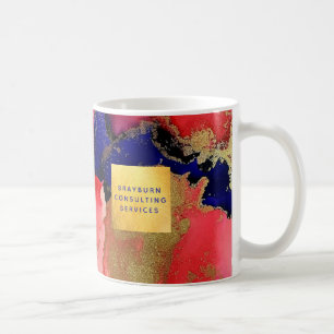 Gold Foil aangepaste tekst Blauw rood Abstract Koffiemok