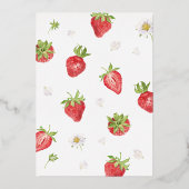 Gold Foil aardbei Girl First Birthday Folie Uitnodiging (Achterkant)