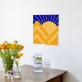 Gold Foil Abstract Landschap Blue Yellow Mountains Folie Afdrukken (Laag (Keuken))