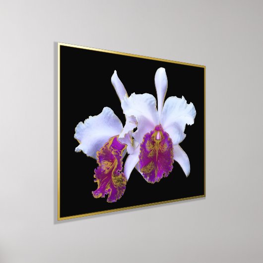 Gold Foil Accent Pair White Paarse Orchids Print (Laagn)