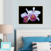 Gold Foil Accent Pair White Paarse Orchids Print (Insitu (Slaapkamer))