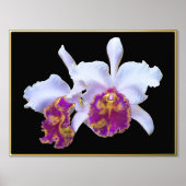 Gold Foil Accent Pair White Paarse Orchids Print (Voorkant)