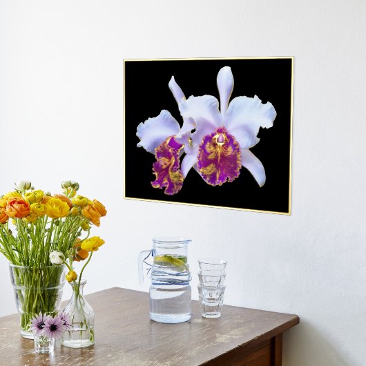 Gold Foil Accent Pair White Paarse Orchids Print (Laag (Keuken))