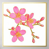 Gold Foil Accent Pink Spring Blossom Print Poster (Voorkant)
