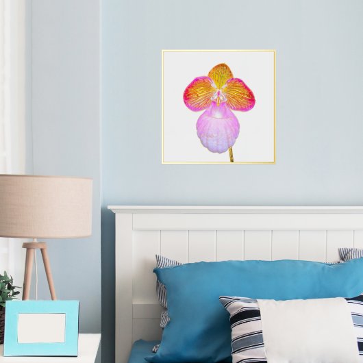 Gold Foil Accent Red Moon Orchid Print (Insitu (Slaapkamer))