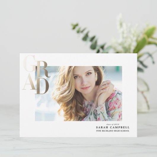 Gold Foil AFSTUDEERDER Afstuderen Card Kaart (Staand voorkant)