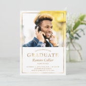 Gold Foil Afstuderen Foto Afstuderen aankondiging (Staand voorkant)