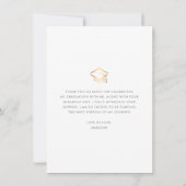 Gold Foil Afstuderen Foto modern Script Hearts Bedankkaart (Achterkant)