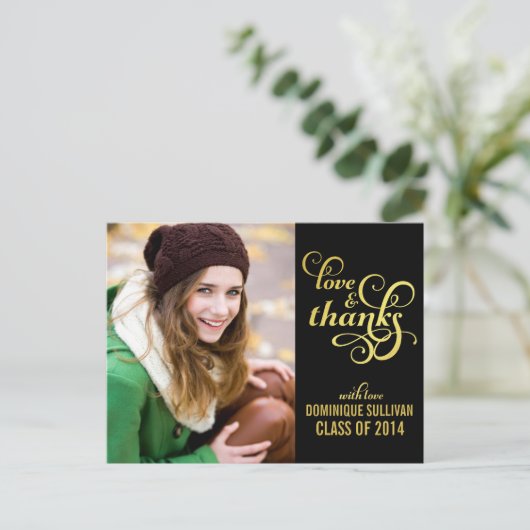 Gold Foil Afstuderen Hartelijk dank Briefkaart (Staand voorkant)