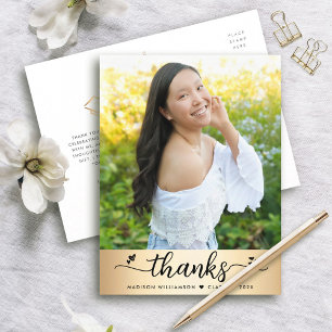 Gold Foil Afstuderen Photo Script Hartelijk dank Briefkaart