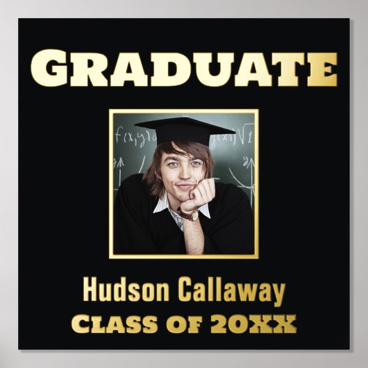 Gold Foil Afstuderen Poster Uw foto (Voorkant)