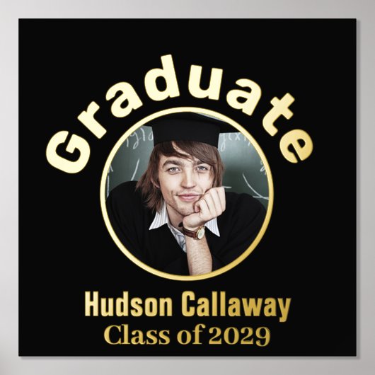 Gold Foil Afstuderen Poster Uw foto (Voorkant)