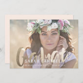 Gold Foil Afstuderen Script Card Kaart (Voorkant / Achterkant)