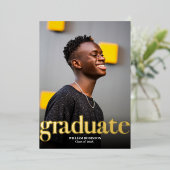 Gold FOIL AFSTUDEREN TWEE FOTO'S AFSTUDEREN Folie Uitnodiging (Staand Voorkant)