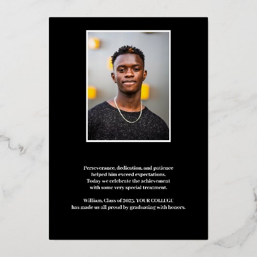 Gold FOIL AFSTUDEREN TWEE FOTO'S AFSTUDEREN Folie Uitnodiging (Achterkant)