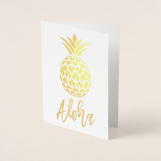 Gold Foil Aloha Kaart met ananassaplantaarn (Voorkant)