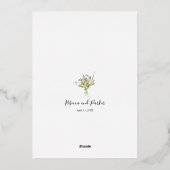 Gold foil anf wilde bloemen bruiloft folie feestdagenkaart (Achterkant)