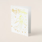 gold foil angel Merry Christmas card Folie Kaarten (Voorkant)