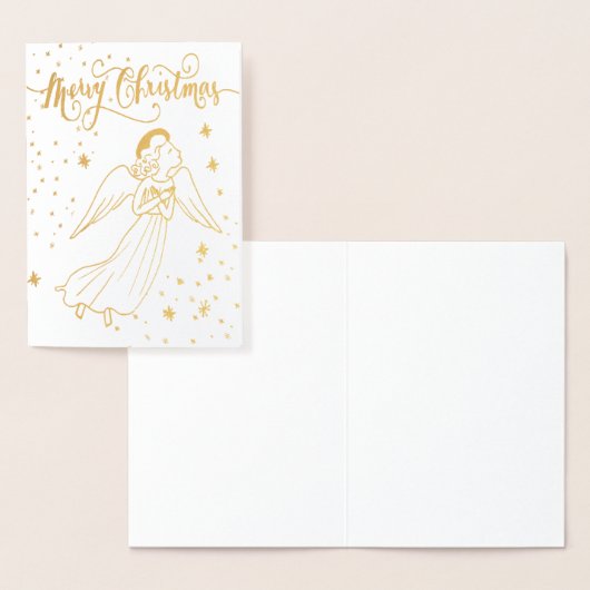gold foil angel Merry Christmas card Folie Kaarten (Display)