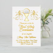  gold foil angels catholic Host First Communion Folie Uitnodiging (Staand Voorkant)
