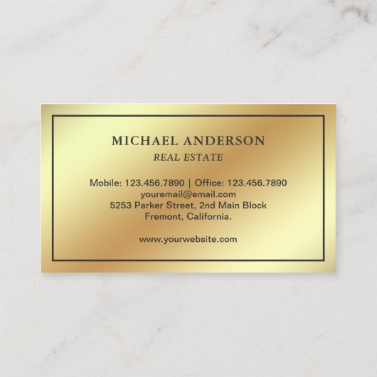 Gold Foil  Antiek Key Real Estate Visitekaartje (Achterkant)