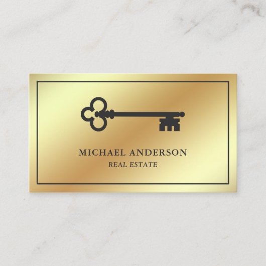 Gold Foil  Antiek Key Real Estate Visitekaartje (Voorkant)