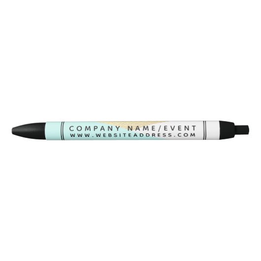 Gold Foil & Aqua, Modern Geometric Company/Event Zwarte Inkt Pen (Voorkant)