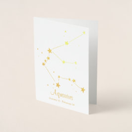 Gold Foil Aquarius Zodiac Sign Constellation Folie Kaarten
