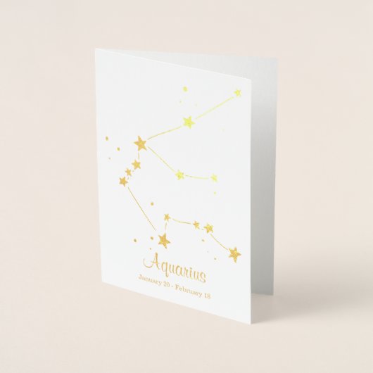 Gold Foil Aquarius Zodiac Sign Constellation Folie Kaarten (Voorkant)