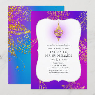 Gold Foil Arabian Bollywood Bridesmaids Luncheon Kaart