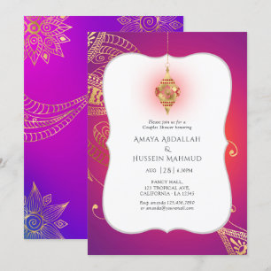 Gold Foil Arabian Bollywood Couples Shower Kaart