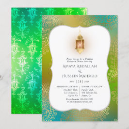 Gold Foil Arabian Bollywood Rehearsal Dinner Kaart
