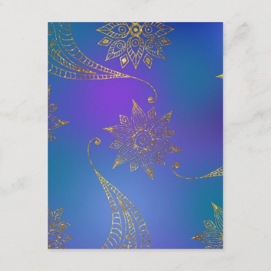Gold Foil Arabian Bollywood Weduwest Details Informatiekaartje (Achterkant)