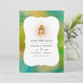 Gold Foil Arabian Bollywood Weduwfoto Save The Save The Date (Staand voorkant)