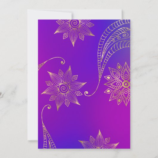 Gold Foil Arabian Bollywood Weduwschap Kaart (Achterkant)