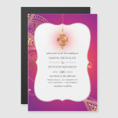 Gold Foil Arabian Bollywood Weduwschap Magnetische Uitnodiging (Voorkant / Achterkant)